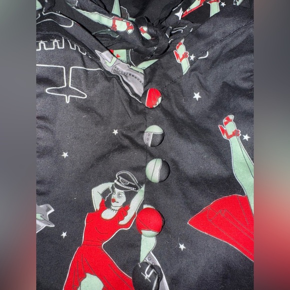 Vintage Hot Topic Goth Hell Bunny Zombie Pilot Black Pin Up Style Dress small - Picture 8 of 8